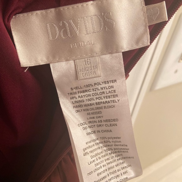 David’s Bridal Wine-colored Bridesmaid Dress - Picture 4 of 6